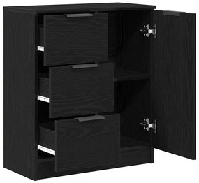 Buffet de Carvalho Preto vidaXL 60x30x70 cm Feito de Madeira Ingenerad