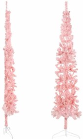 Meia árvore de Natal fina com suporte 240 cm rosa