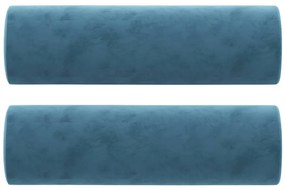 Sofá 3 lugares c/ almofadas decorativas 180 cm veludo azul