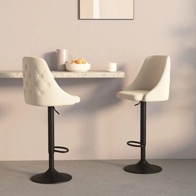 vidaXL Bancos de bar 2 pcs veludo cor creme