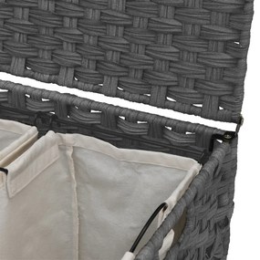 Cesto para roupa suja com rodas 66x35x60 cm vime cinzento