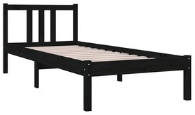 Estrutura cama pequena solteiro 75x190 cm madeira maciça preto