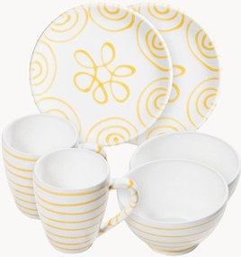 Conjunto de pequeno-almoço artesanal Gelbgeflammt, 2 pessoas, conjunto de 6