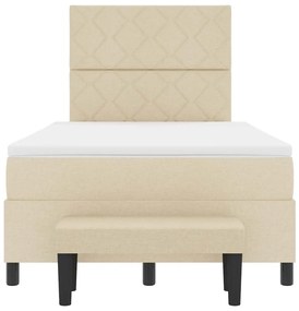 Cama Box com Colchão &amp; Banco Creme 120x200 cm Tecido