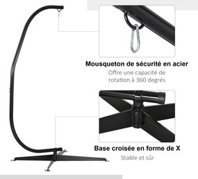 Suporte para cadeira suspensa, suporte para cadeira suspensa (CADEIRA NÃO INCLUIDA) com base em X e mola em forma de laço, capacidade de carga de 120