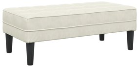 Sofá de Jardim vidaXL com Banco e Almofadas em L Veludo Creme