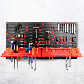 Mural suporte para ferramentas 54 peças 95x54cm preto/vermelho