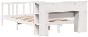 Cama com estante sem colchão 160x200 cm pinho maciço branco