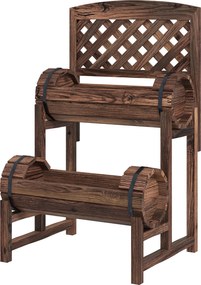 Floreira elevada com treliça quadrada de 2 níveis para terraço, varanda ou jardim, 42 x 49 x 80 cm, castanho