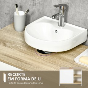 Móvel para Lavatório Pousar Móvel Casa de Banho Moderno com Prateleiras Abertas e Armário 77x45x60 cm Branco e natural