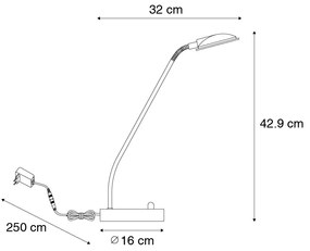 Candeeiro de mesa moderno em aço com LED - Eva Moderno