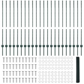 Postes de Cerca vidaXL 11 pcs U-Channel Verde 120 cm Aço