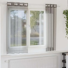 vidaXL Cortinas de voile com ilhós 2 pcs cinzento-escuro 140x175 cm