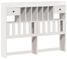 Cama com estante sem colchão 140x190 cm pinho maciço branco