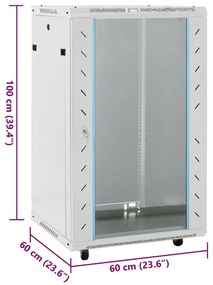 Armário bastidor 15U 19" IP20 60x60x100 cm cinzento