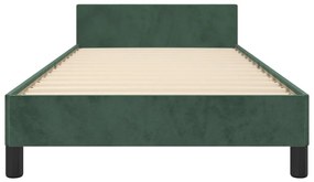 Estrutura de cama sem colchão 80x200 cm veludo verde-escuro