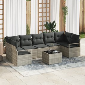 Conjunto de Sofá de Jardim vidaXL com Almofadas Cinza Claro Rattan Polipropileno