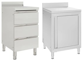 vidaXL Armários de cozinha comerciais 2 pcs aço inoxidável