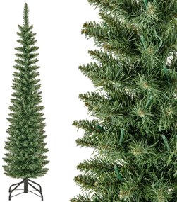 Árvore de Natal artificial de 180 cm, pré-iluminada, 390 galhos, 180 luzes LED brancas quentes, suporte de metal dobrável