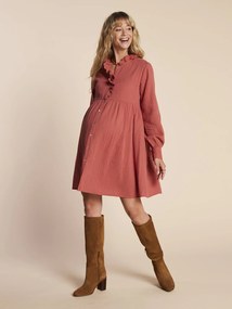 Vestido em gaze de algodão Envie de fraise, de grávida e amamentação  terracota