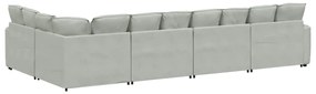 Sofá modular com almofadas veludo cinzento-claro
