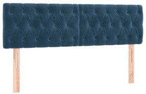 Cama box spring c/ colchão/LED 140x200 cm veludo azul-escuro