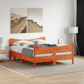 Cama sem colchão 140x190 cm pinho maciço castanho-mel