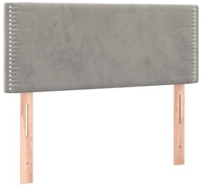 Cama com molas/colchão 90x200 cm veludo cinza-claro