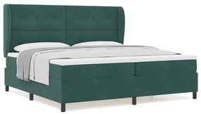Cama Box com Colchão Verde Escuro 200x200 cm, em Veludo