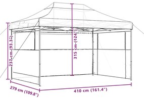 Tenda p/ festas pop-up dobrável 3 paredes laterais terracotta