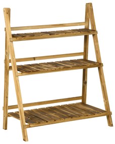 Outsunny Suporte para Plantas de Madeira com 3 Níveis Dobrável Suporte para Vasos de Plantas para Interior e Exterior 80x37x93 cm Madeira