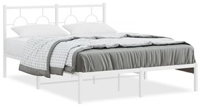 Estrutura de cama com cabeceira 140x190 cm metal branco