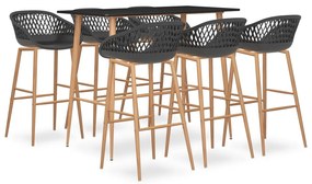 vidaXL 7 pcs conjunto de bar preto e cinzento