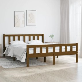 vidaXL Estrutura cama pequena de casal 120x190 cm madeira castanho-mel