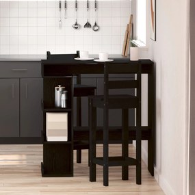 Mesa de Bar em Carvalho Preto com Prateleira de Armazenamento, 100x50x