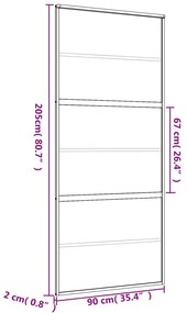 Porta deslizante 90x205 cm vidro ESG/alumínio dourado