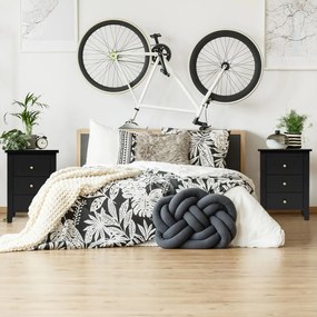 2 mesas de cabeceira com 3 gavetas com estrutura robusta para sala e quarto 46 x 37 x 65 cm preto