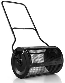 Rolo de Jardim de composto de 60,5 cm com pega em forma de U, fechos laterais e rolo de sementeira de malha metálica resistente Preto