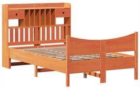 Cama sem colchão 120x190 cm madeira pinho maciça castanho-mel