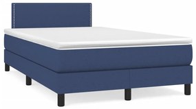 vidaXL Cama boxspring com colchão 120x190 cm tecido azul