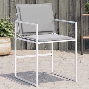 vidaXL Cadeiras de jardim c/ almofadões 4 pcs aço e textilene branco