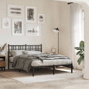 Estrutura de cama com cabeceira 140x200 cm metal preto