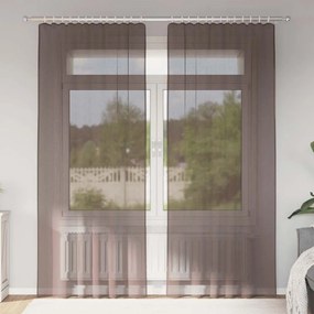 vidaXL Cortinas de voile com aba 2 pcs castanho