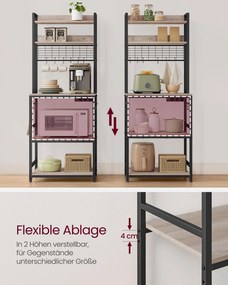 Estante para Cozinha com tomadas 40 x 60 x 170 cm 14 ganchos greige-preto