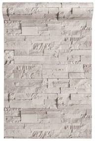 Papel parede 3D c/ aspeto de pedra 10x0,53 m não-tecido creme