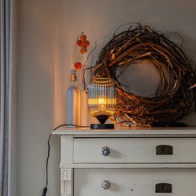 Candeeiro de mesa Art Deco preto com vidro fumê - Banci