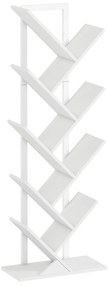 HOMCOM Estante em Forma de Árvore de 9 Níveis Estante de Livros com 9 Prateleiras e Estrutura de Aço 50x24x136 cm Branco | Aosom Portugal