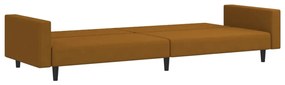 Sofá-cama de 2 lugares veludo castanho