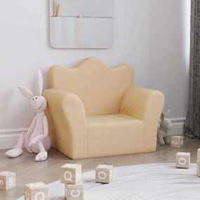 vidaXL Sofá infantil peluche macio creme