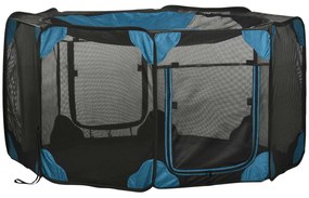 PawHut Parque para Cães de 8 Painéis Parque para Animais de Estimação com Bolsa de Transporte Parque Animais Portátil Ø154x76cm Azul